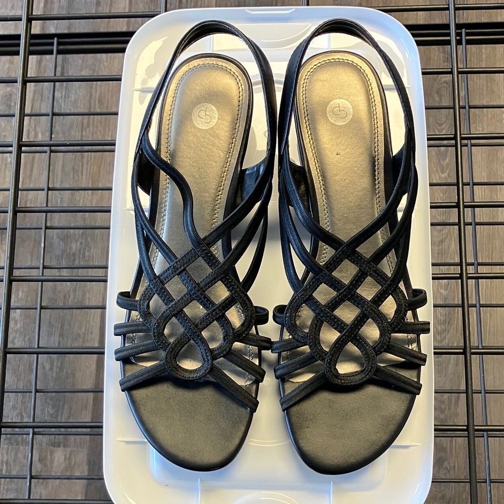 Chic Black Strappy Wedge Sandals